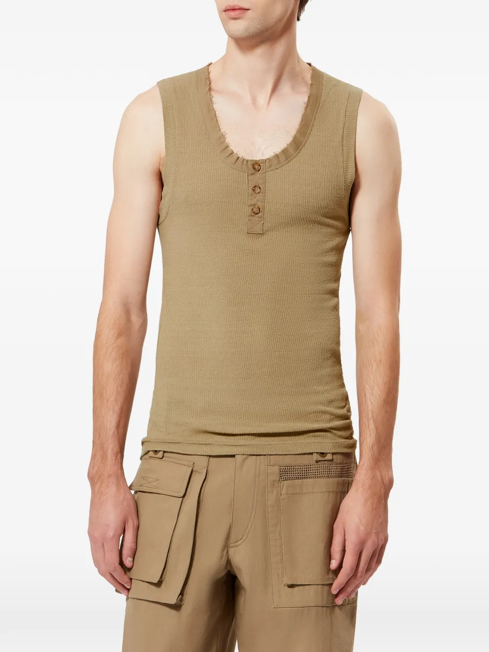  Marant Denice Ribbed Frayed Tank Top - Neutrals 