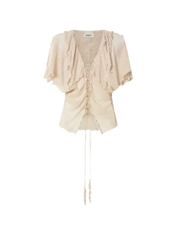 ISABEL MARANT Thanais ラッフルブラウス | ニュートラル | FARFETCH JP
