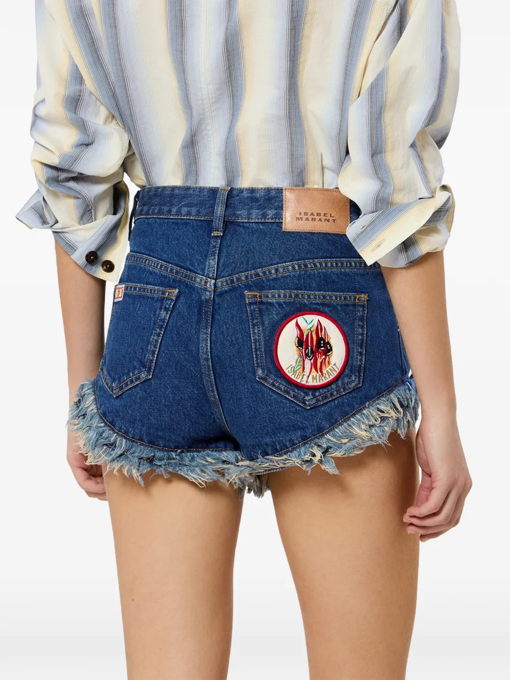 ISABEL MARANT Eneidala denim shorts met patches en granje Blauw