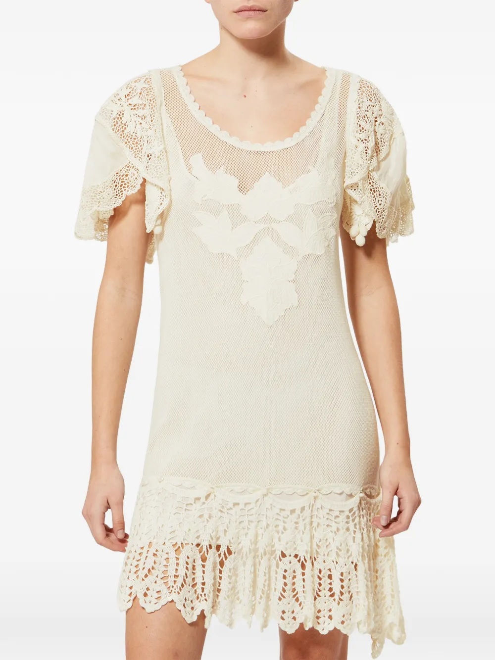 ISABEL MARANT Diena mini-jurk met kanten vlak Beige