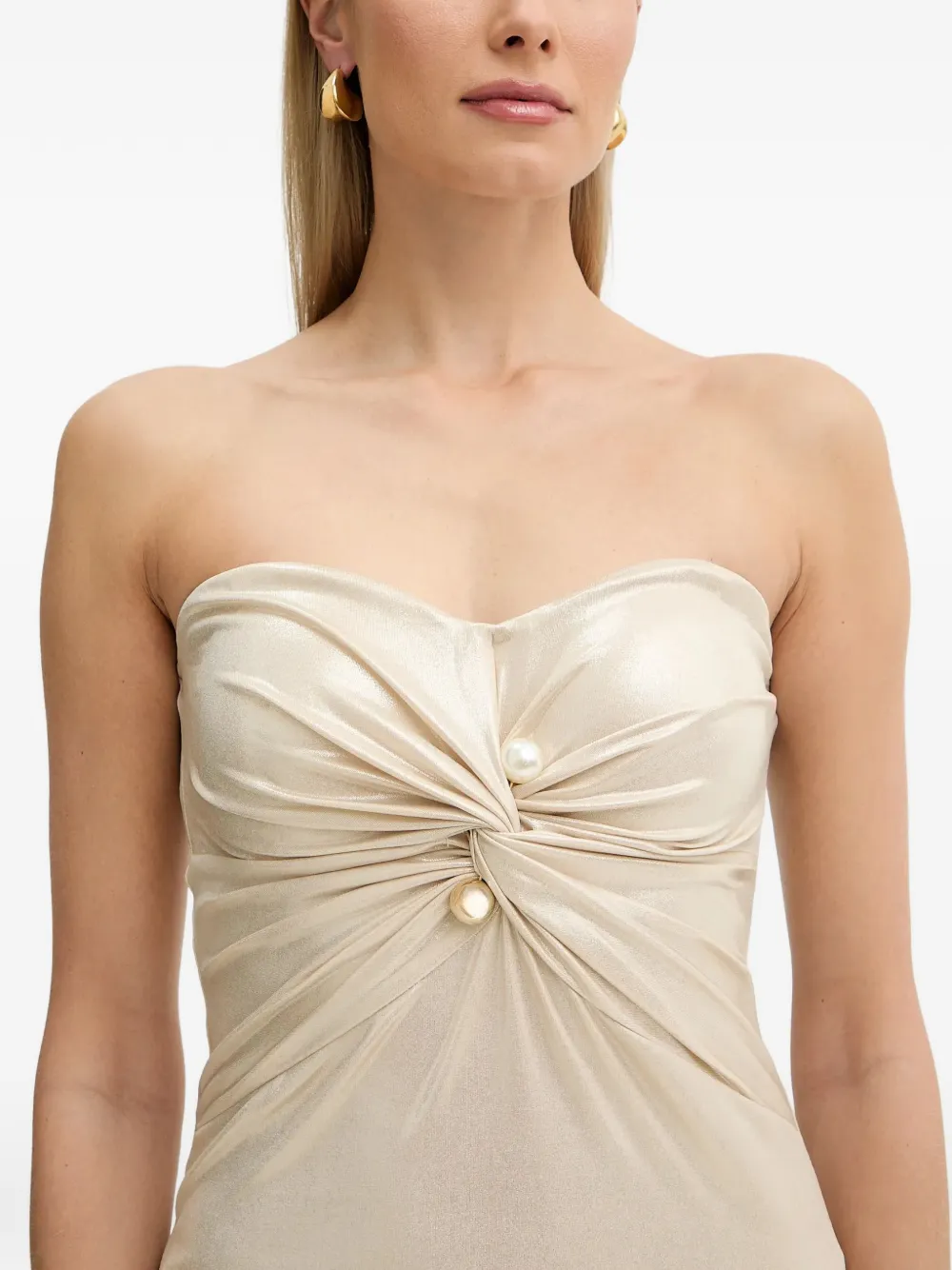 FRACOMINA Maxi-jurk met geknoopt detail Beige