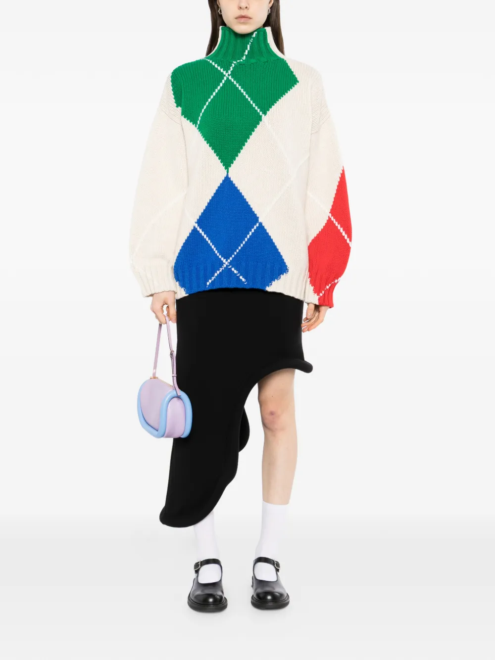  Jw Anderson Turtle-neck Argyle Sweater - White 