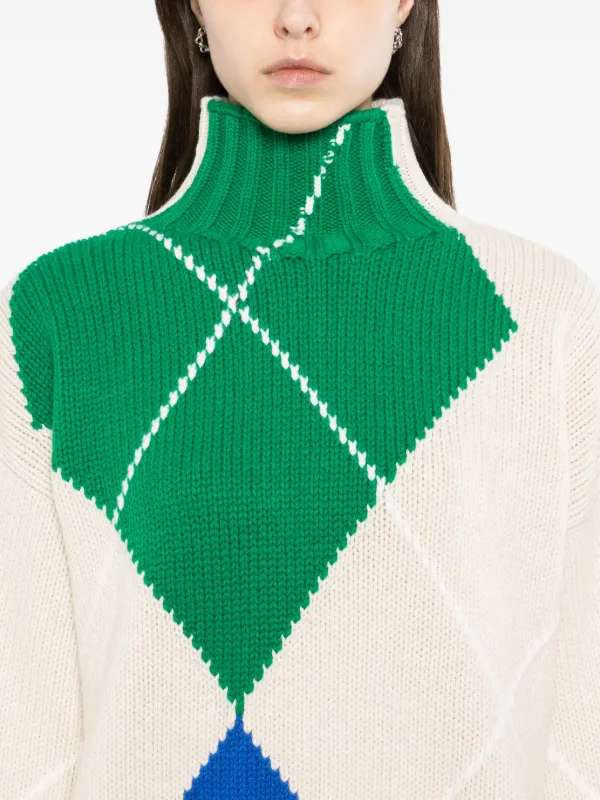 JW Anderson タートルネック アーガイル セーター | ホワイト 