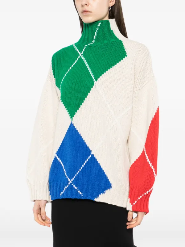 JW Anderson タートルネック アーガイル セーター | ホワイト 