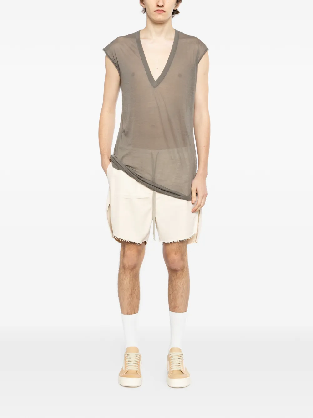  Rick Owens V-neck Vest - Brown 
