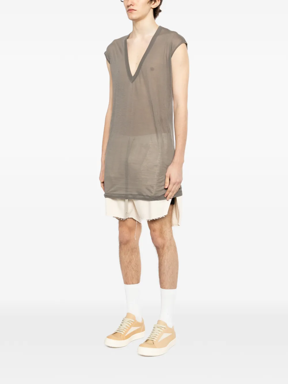  Rick Owens V-neck Vest - Brown 
