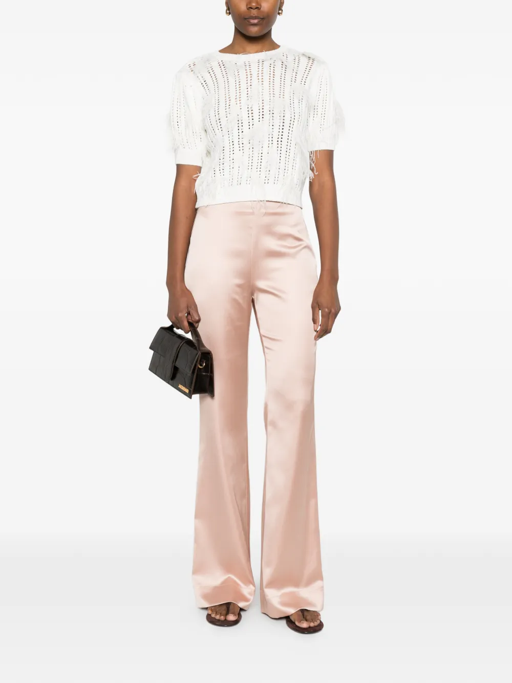 PINKO Satijnen flared broek Roze