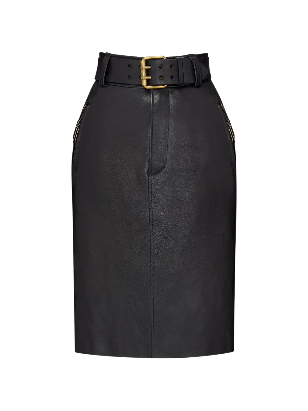 Saint Laurent Lederrock mit Gürtel - Schwarz
