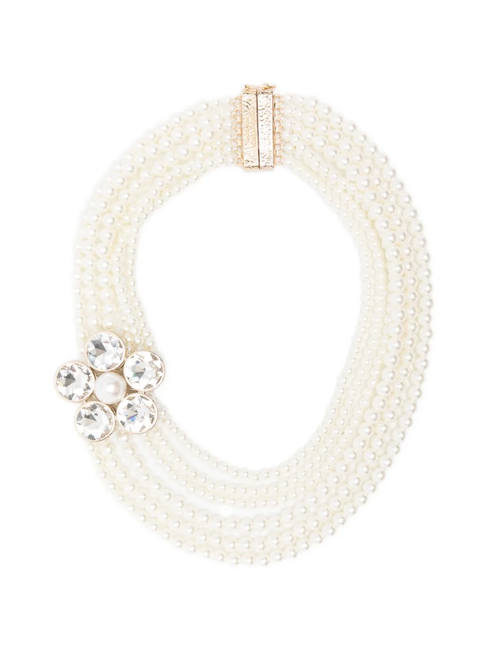 Rosantica Matera floral-appliqué pearl necklace - Bianco