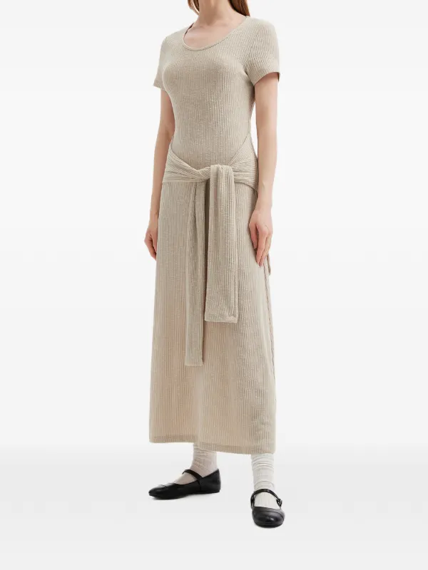ribbed tie midi dress ASOS DESIGN supersoft ribbed tie front rib midi dress in chocolate