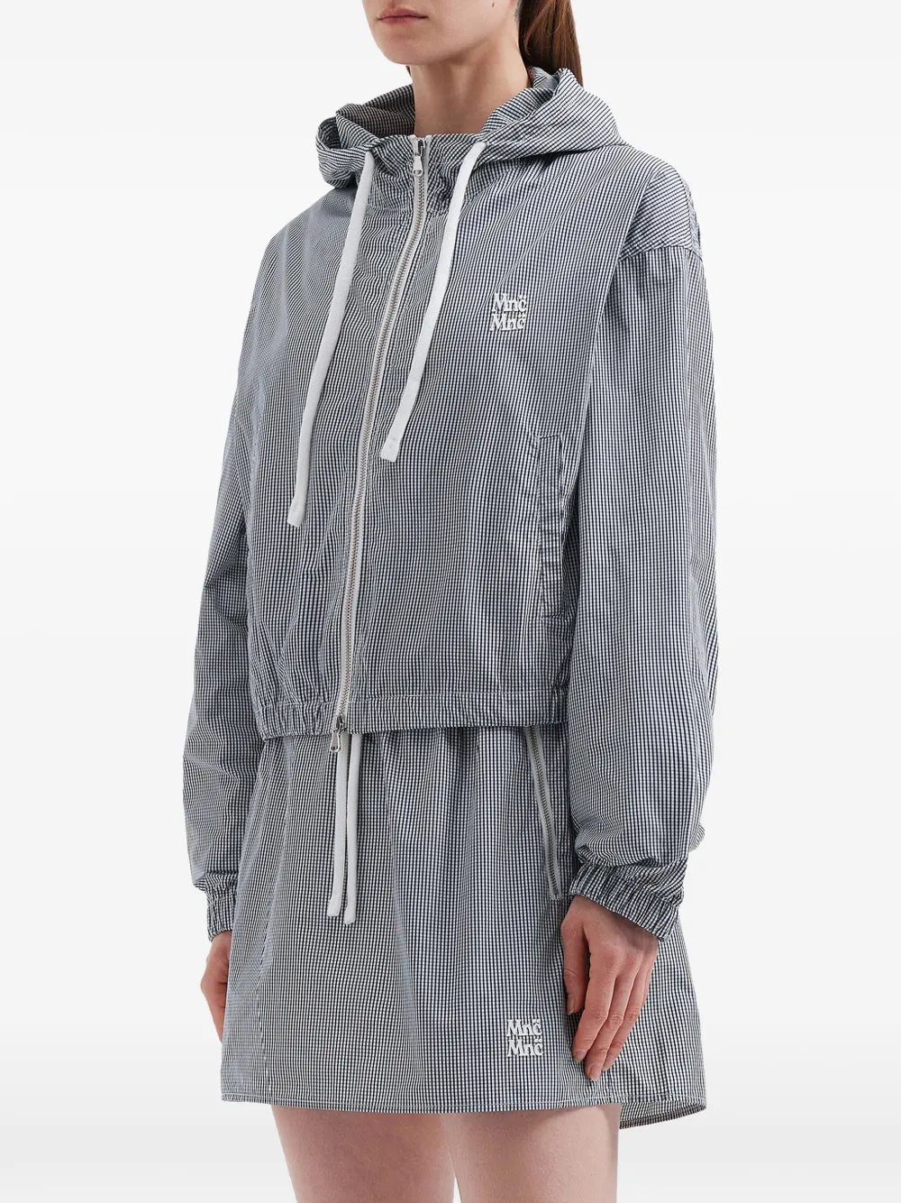 Mini Cream Zip-up Hooded Jacket - Blue 