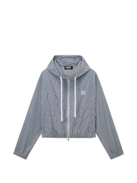 Mini Cream zip-up hooded jacket