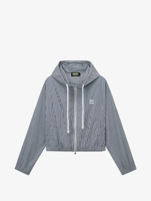 Mini Cream zip-up hooded jacket