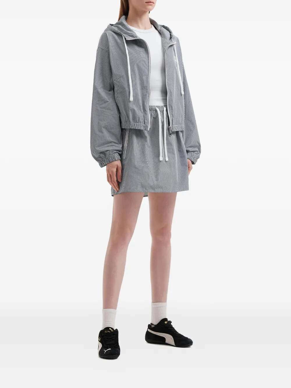  Mini Cream Zip-up Hooded Jacket - Blue 