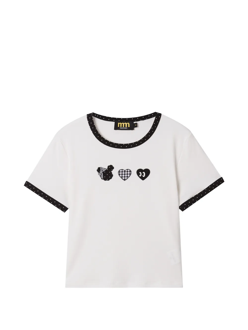 Mini Cream T-shirt con dettagli a contrasto - Bianco