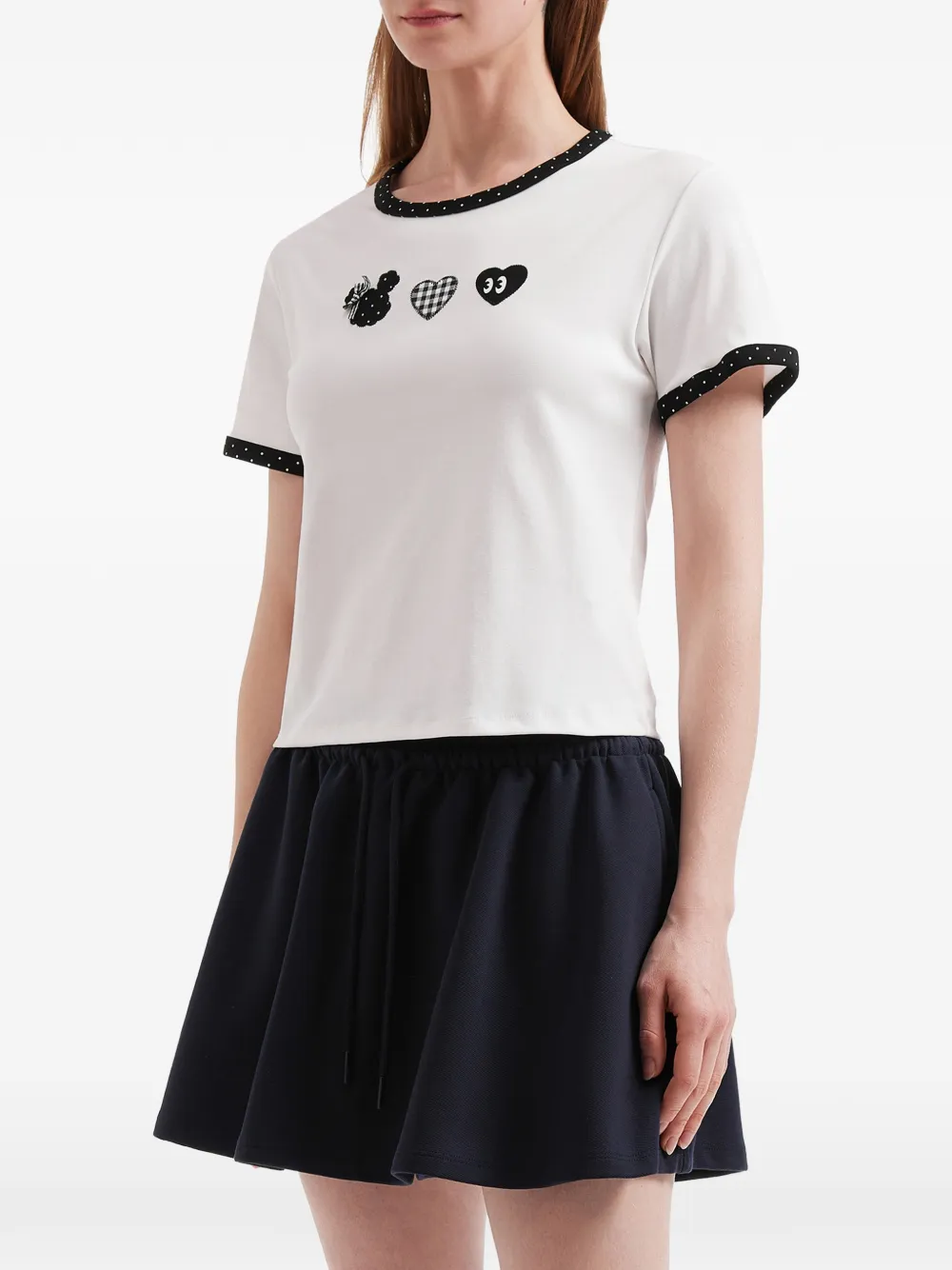  Mini Cream Contrasting-trim T-shirt - White 