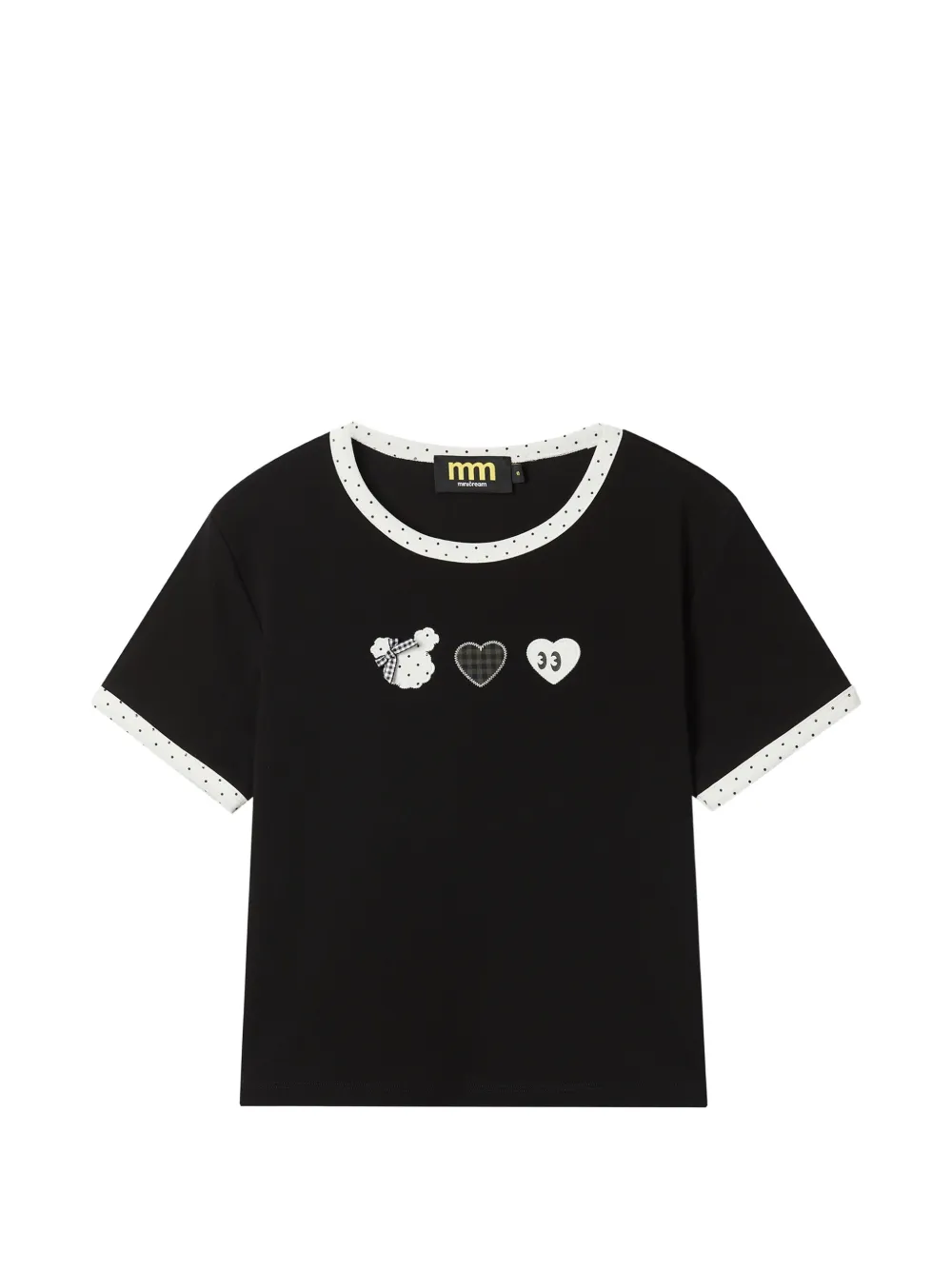 Mini Cream T-shirt con dettagli a contrasto - Nero