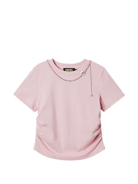 Mini Cream playera con detalle de cadena