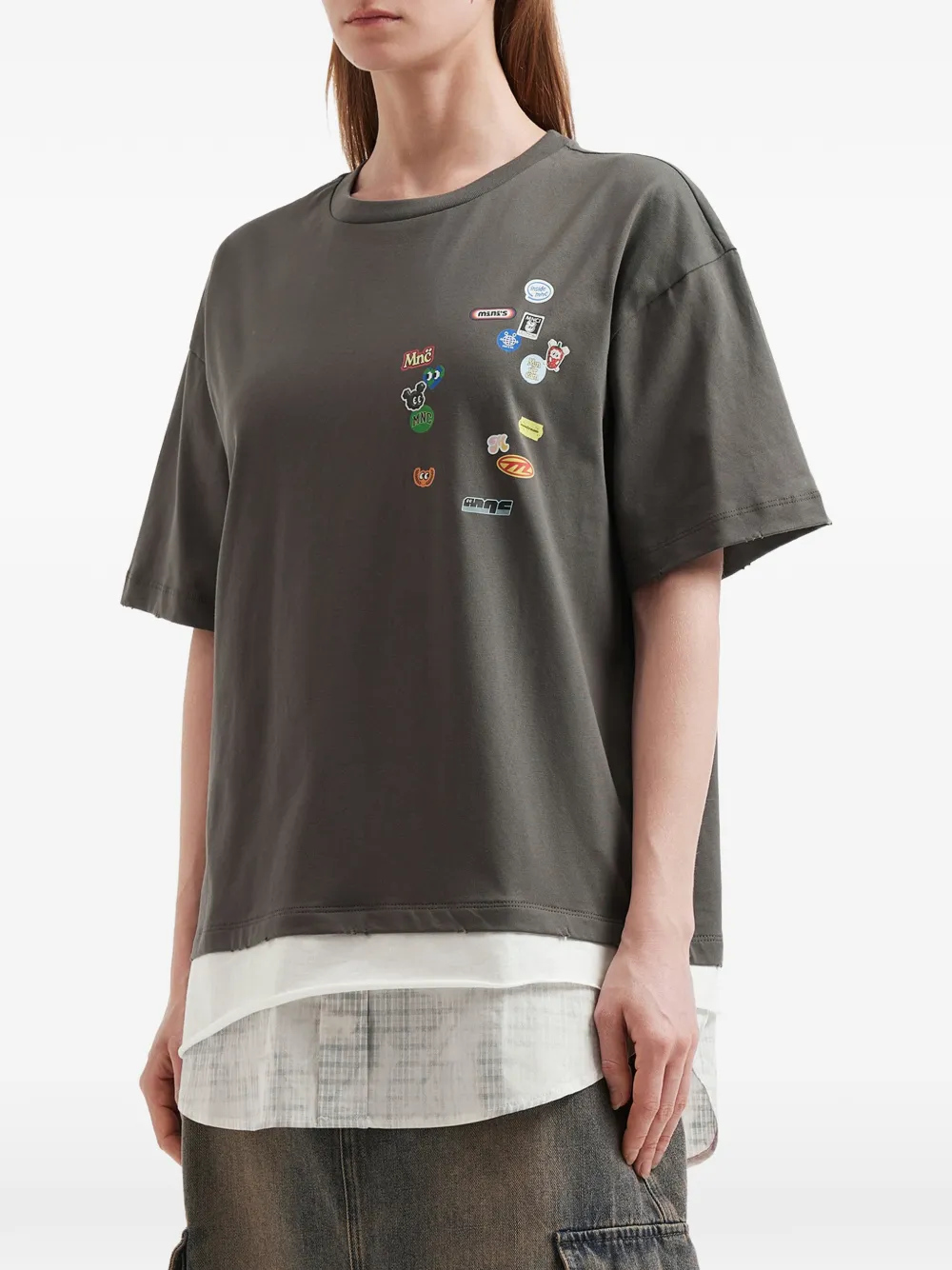  Mini Cream Layered T-shirt - Grey 