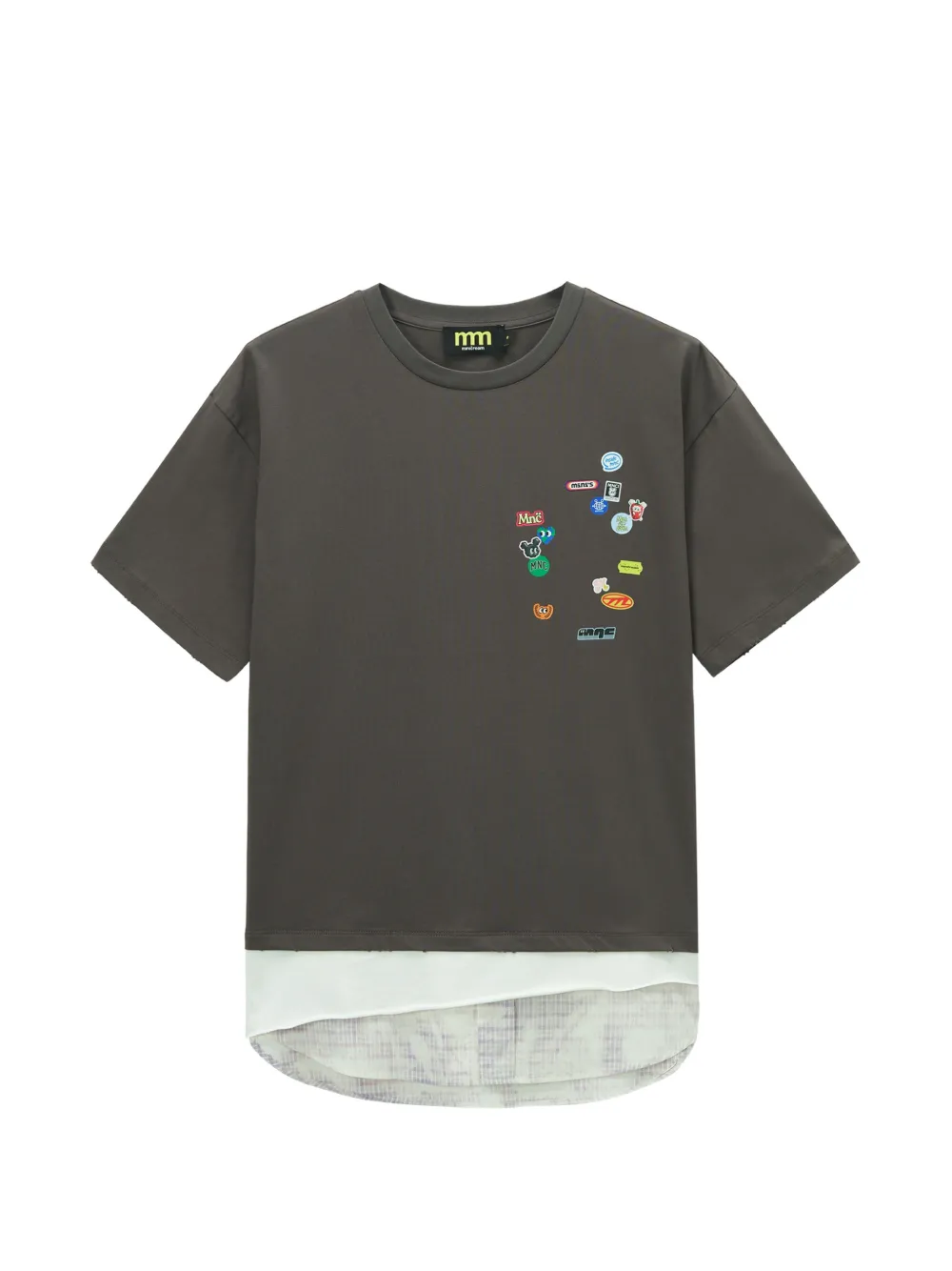 Mini Cream T-shirt con design a strati - Grigio
