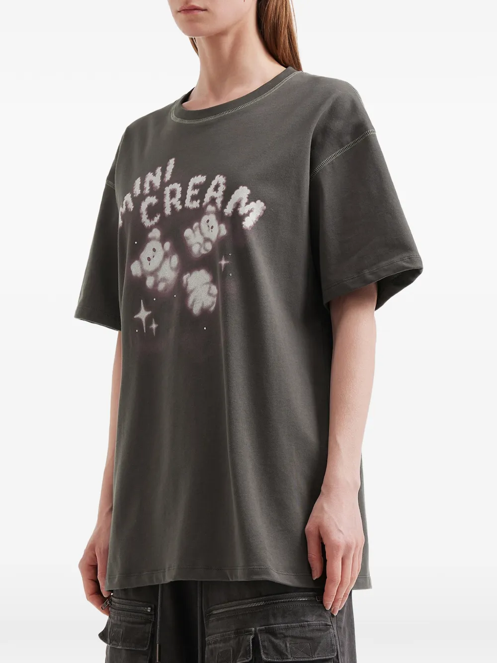  Mini Cream Cloud-print T-shirt - Grey 