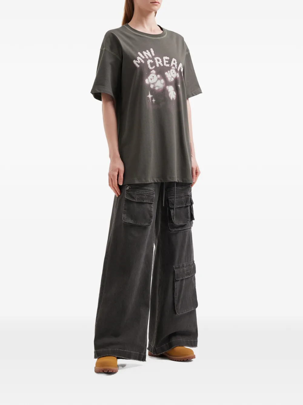  Mini Cream Cloud-print T-shirt - Grey 