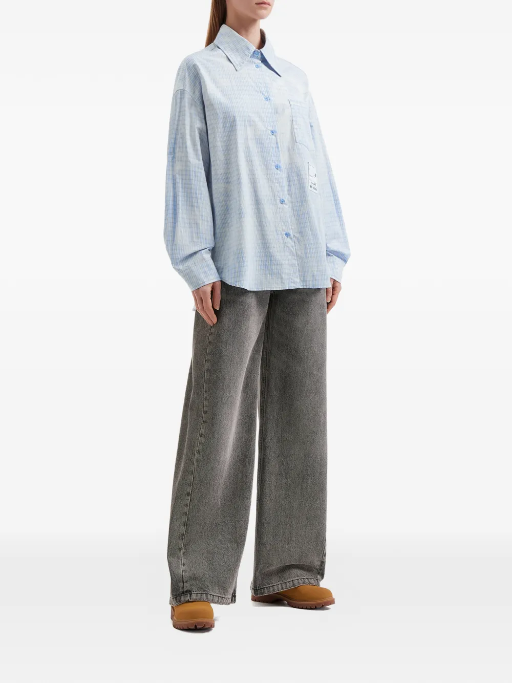  Mini Cream Checkered Shirt - Blue 