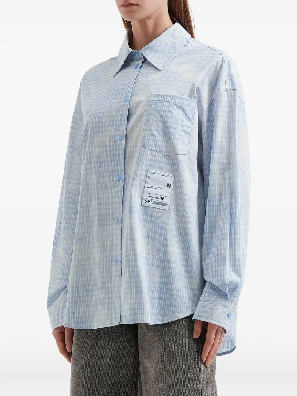  Mini Cream Checkered Shirt - Blue 