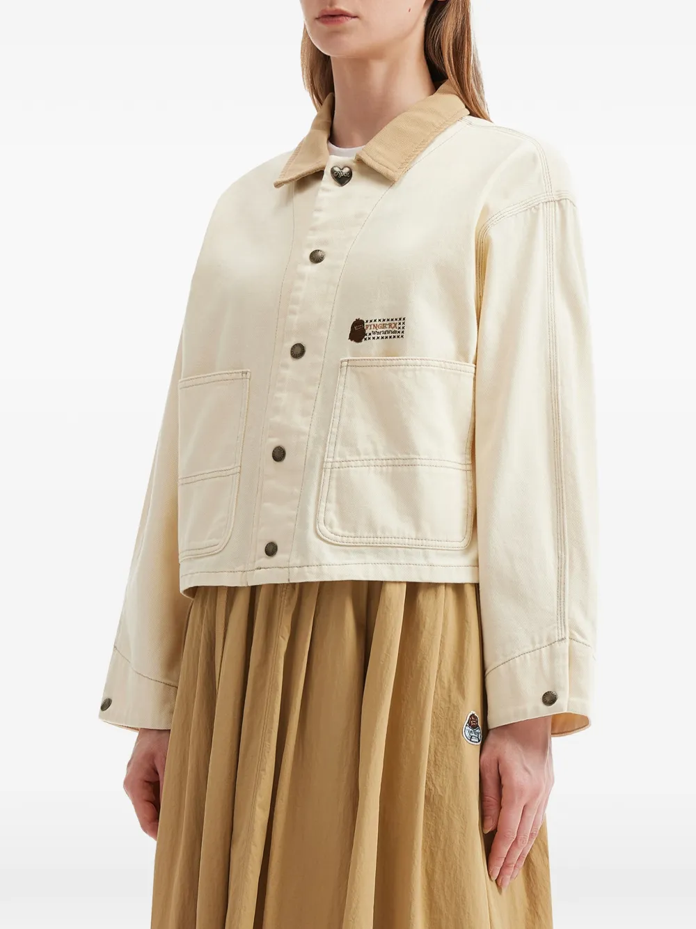  Fingercroxx Patch Collar Cotton Jacket - Neutrals 