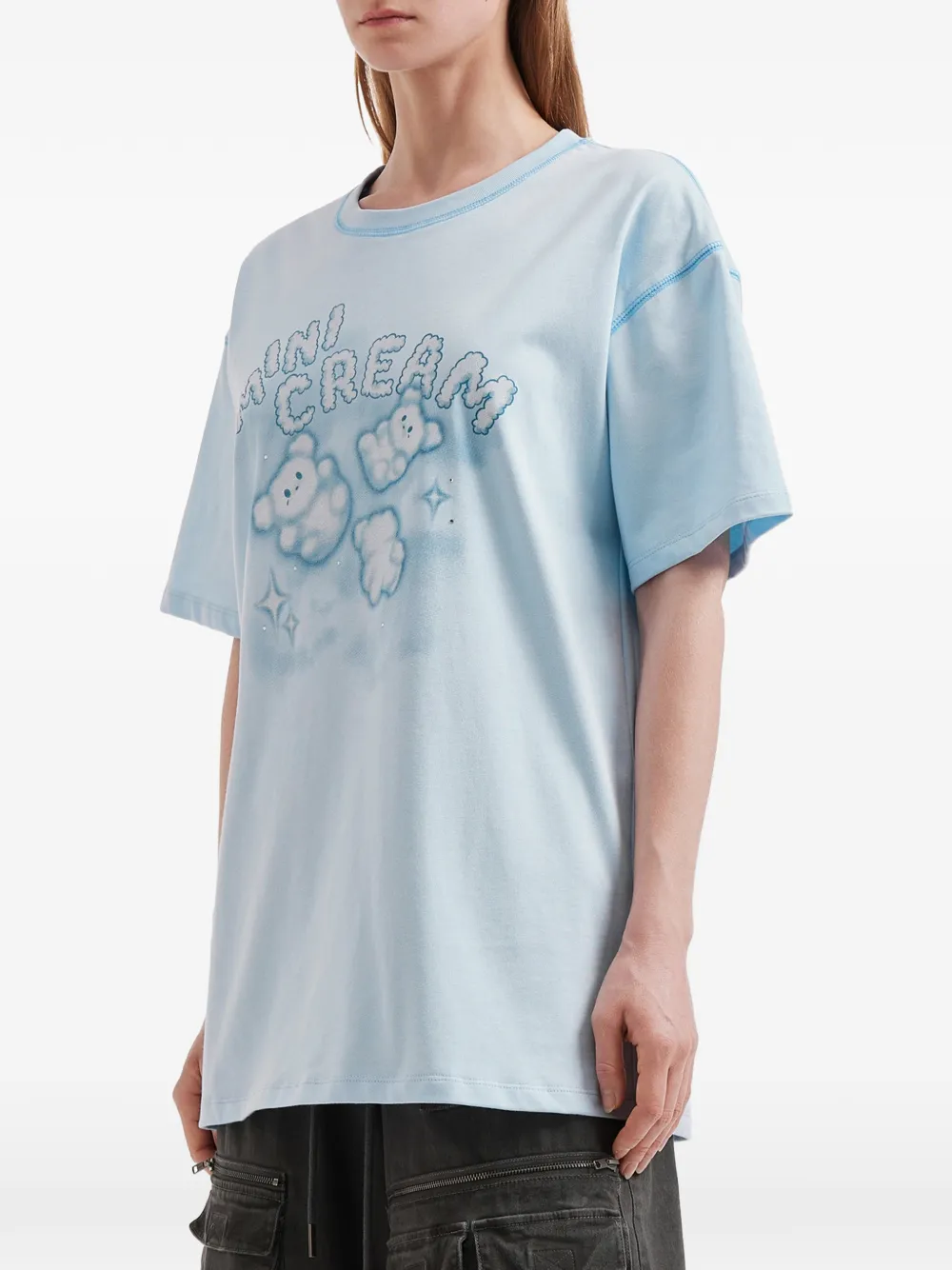  Mini Cream Cloud-print T-shirt - Blue 