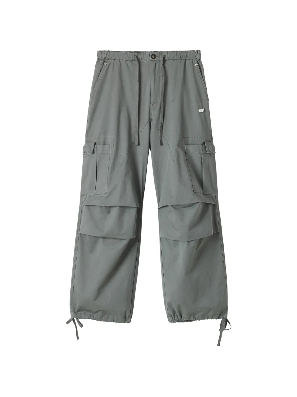 Mini Cream Drawstring-waist Cargo Trousers In Gray