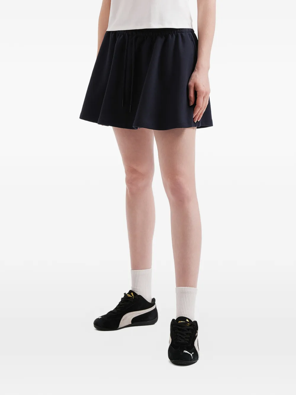  Mini Cream Drawstring Skirt - Blue 