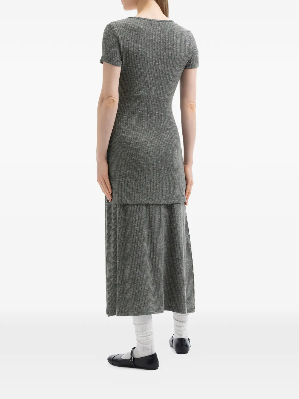 tout a coup Jurk met gestrikte taille en korte mouwen Grijs