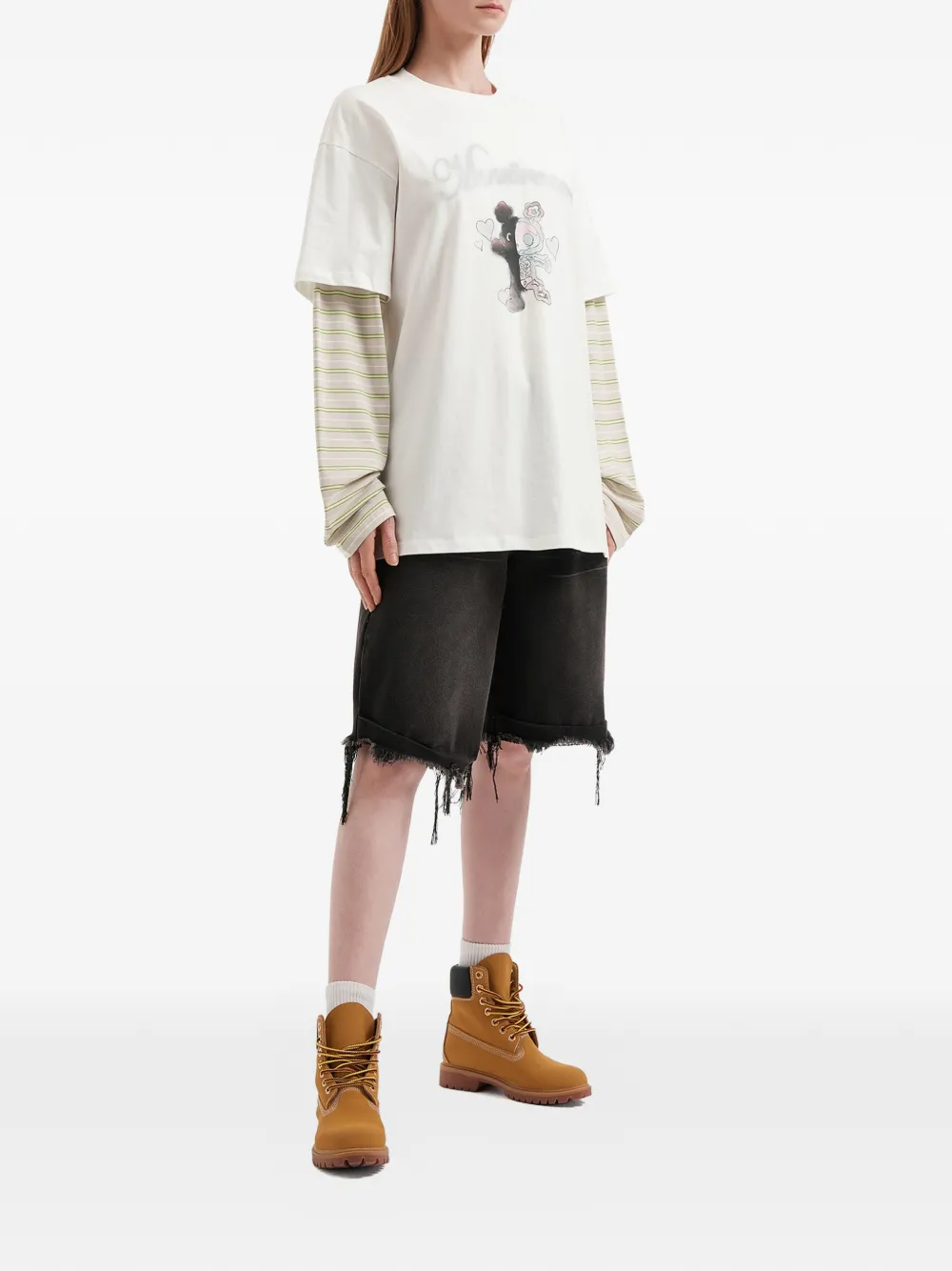  Mini Cream Layered T-shirt - White 