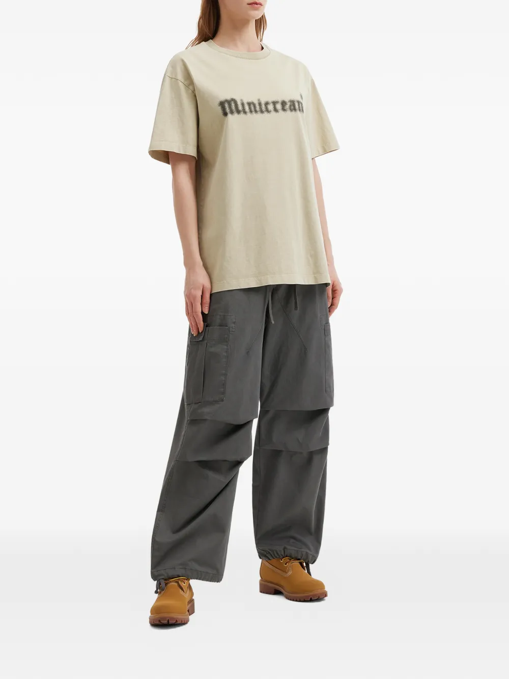  Mini Cream Logo-print T-shirt - Neutrals 
