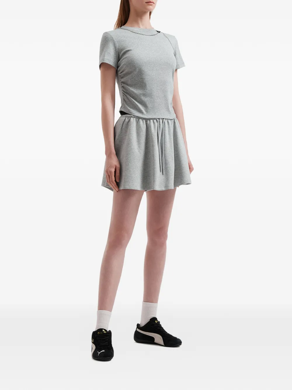  Mini Cream Drawstring Skirt - Grey 
