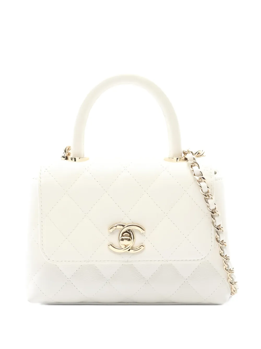 CHANEL Pre-Owned 2021 small Coco flap tote bag - Bianco