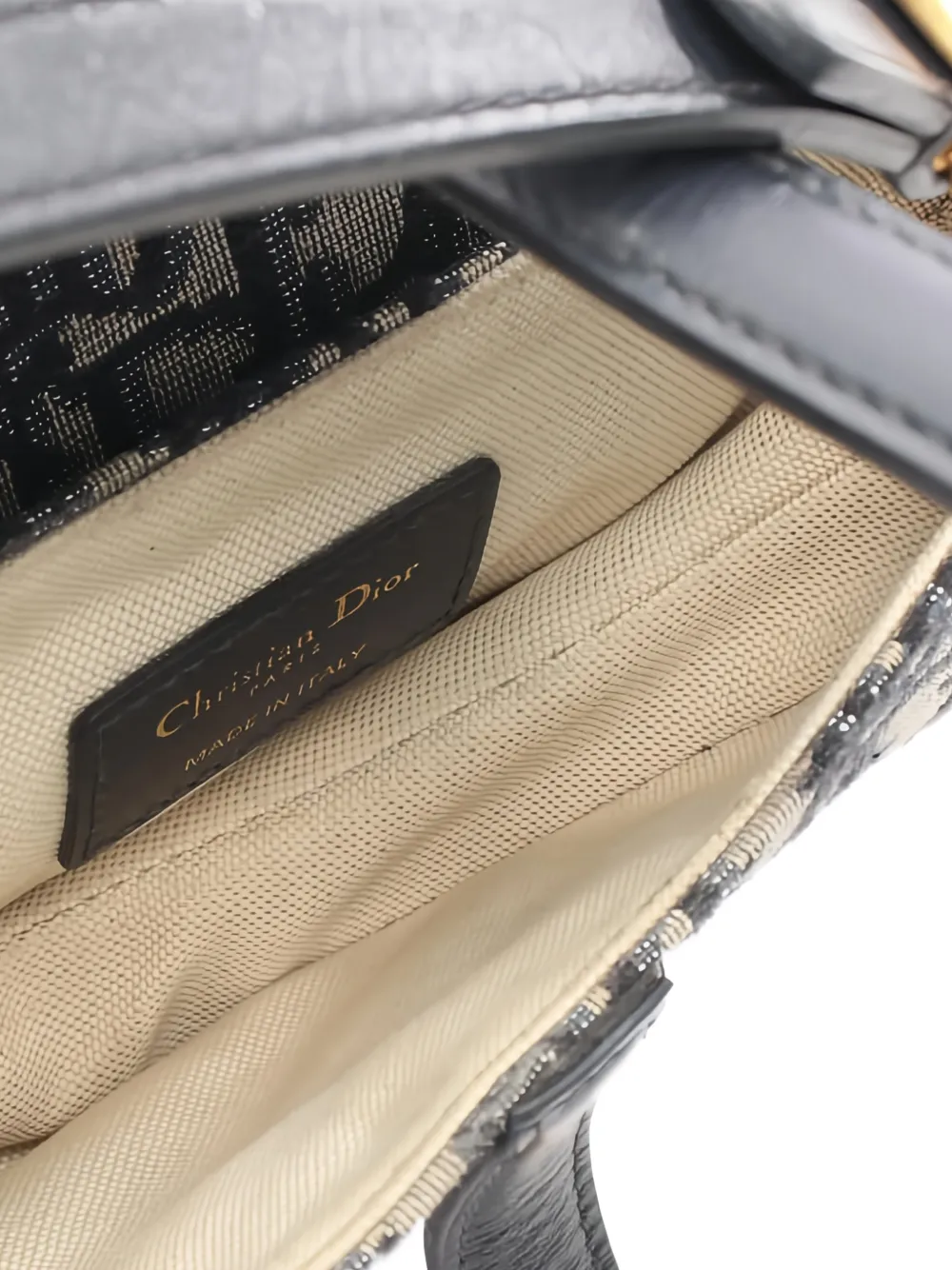  Christian Dior Pre-owned 2010 Mini Saddle Oblique Shoulder Bag - Neutrals 