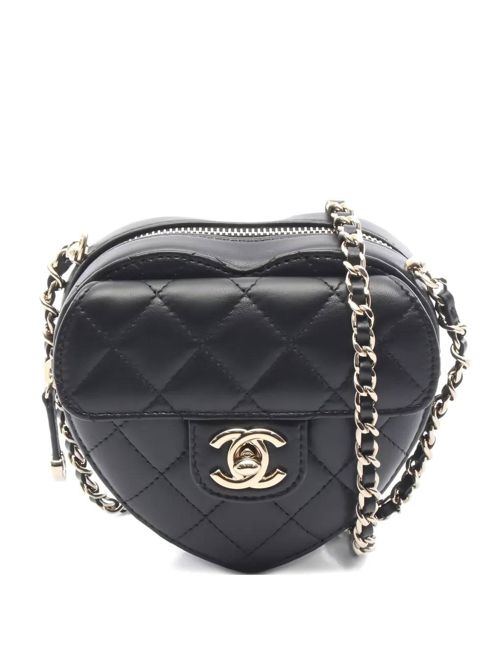 CHANEL Pre-Owned 2021 heart chain cross body bag - Nero