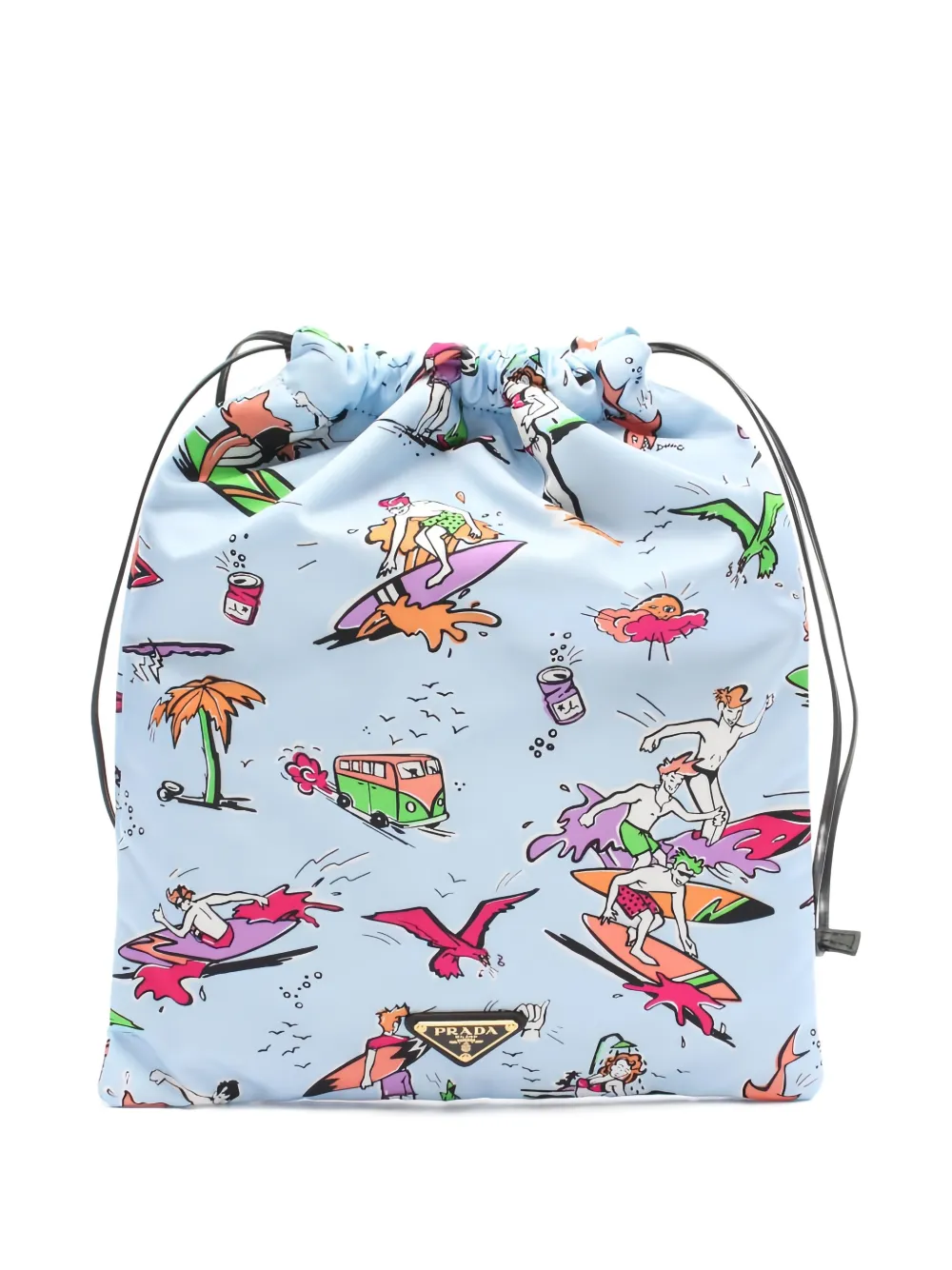 Prada Pre-Owned 2020s surfing-pattern pouch - Blu