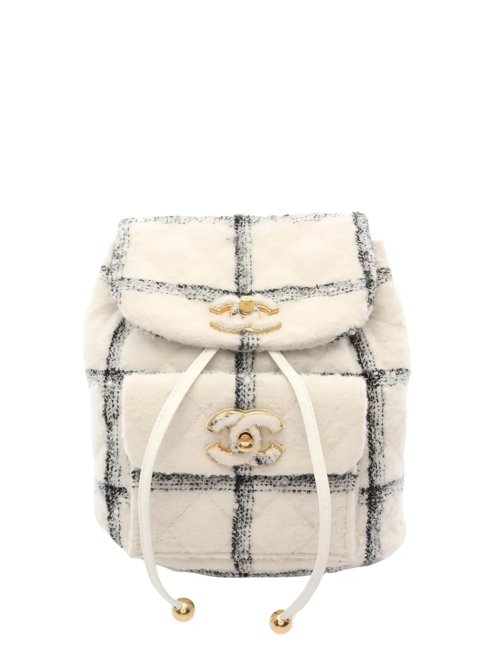 CHANEL Pre-Owned 2021 coco mark tweed backpack - Toni neutri