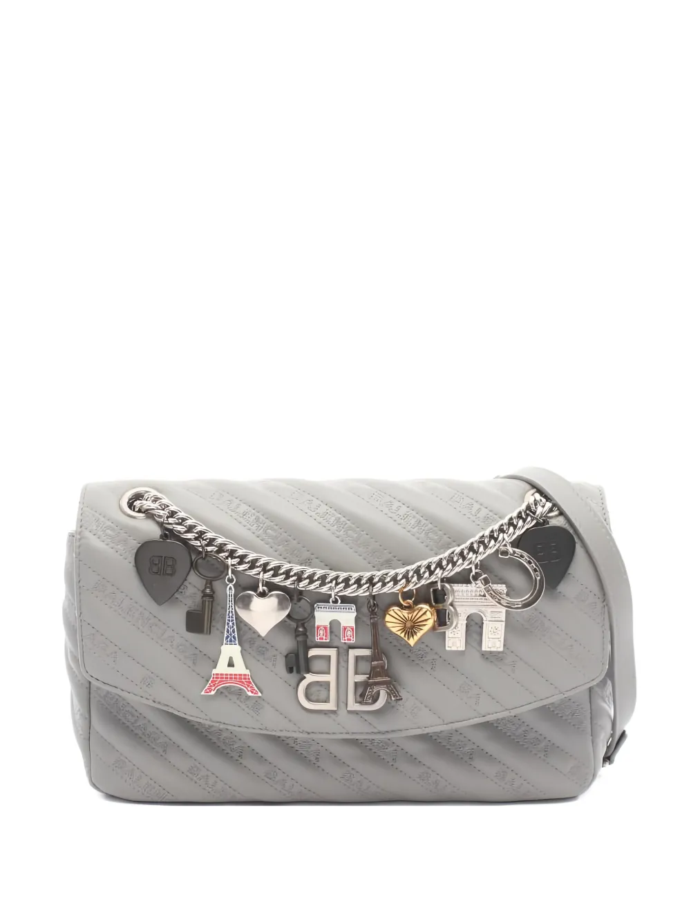 Balenciaga Pre-Owned 2010s bb round chain leather shoulder bag - Grigio