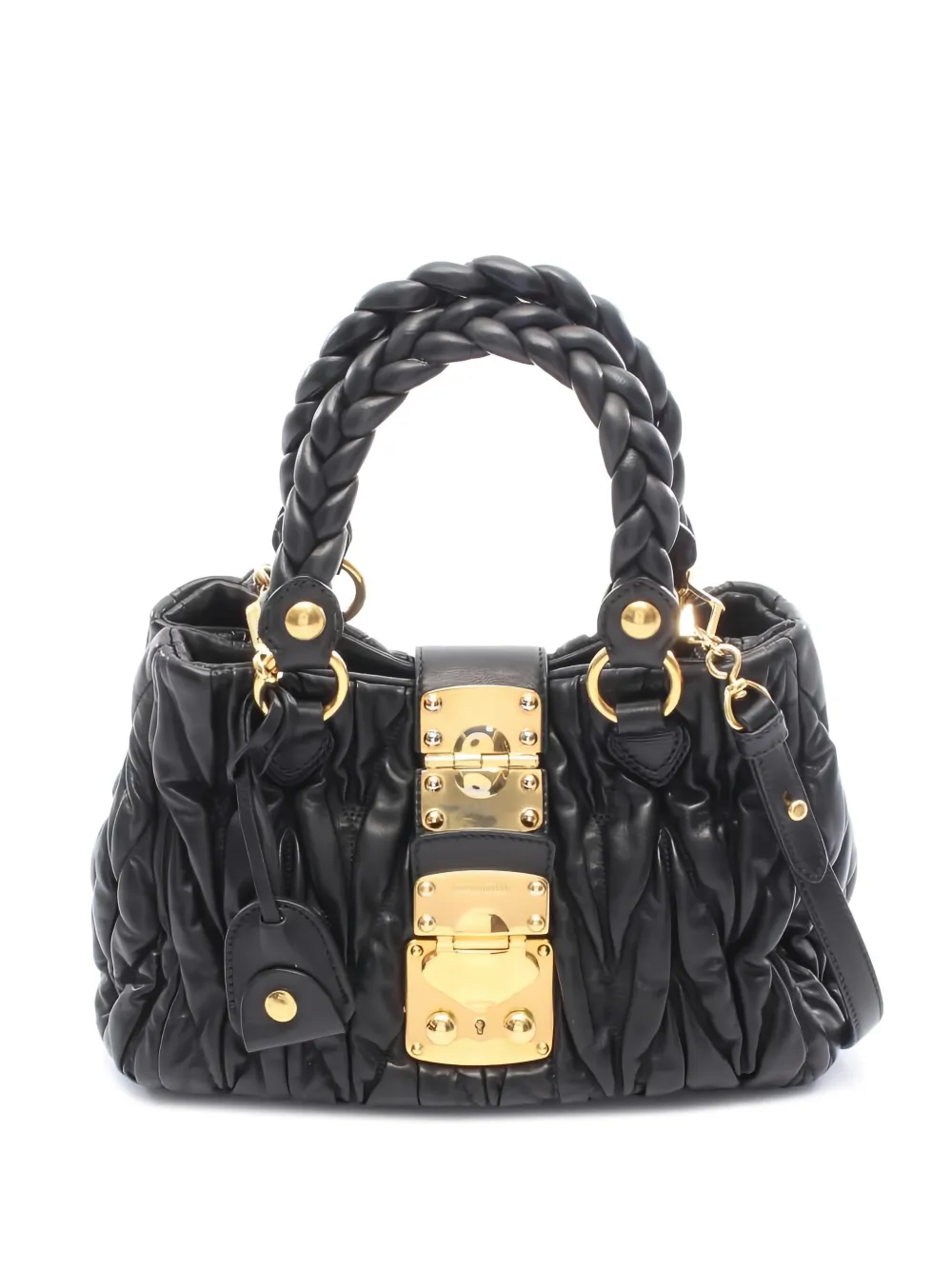 Miu Miu Pre-Owned 2010s Matelasse leather black 2WAY tote bag - Nero