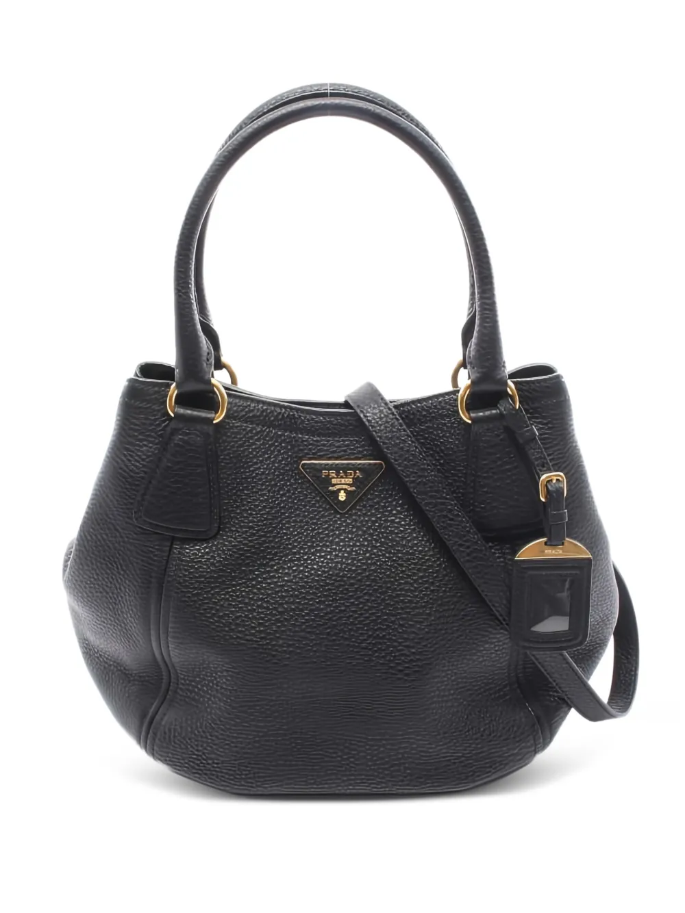 Prada Pre-Owned 1910s triangle logo leather tote bag - Nero