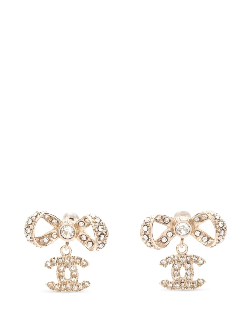 CHANEL Pre-Owned 1986-1988 Coco Mark ribbon earrings - Gold
