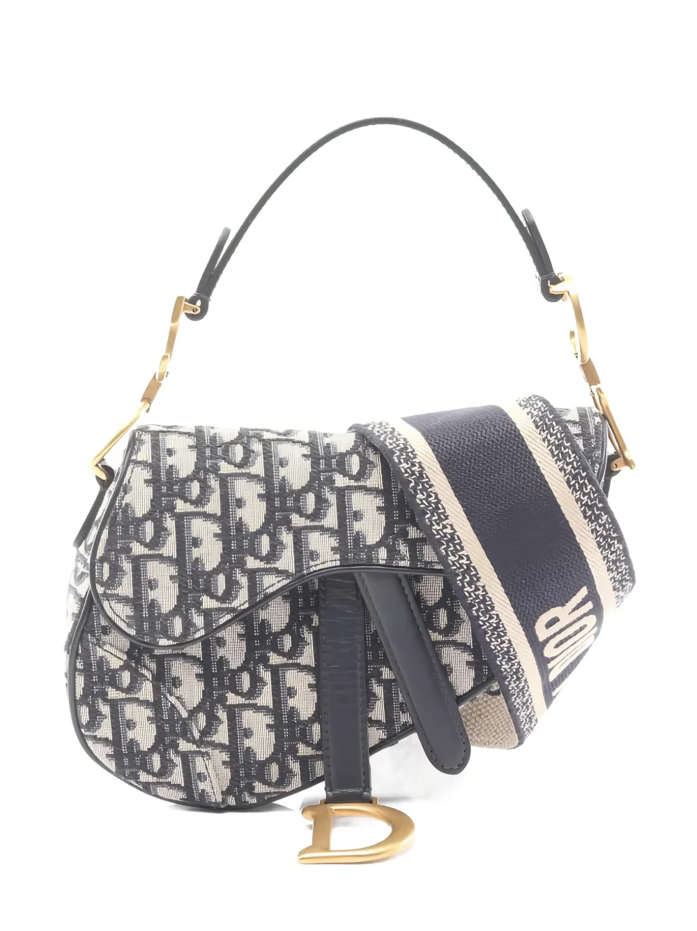 Christian Dior Pre-Owned 2010s mini Saddle jacquard shoulder bag - Blu