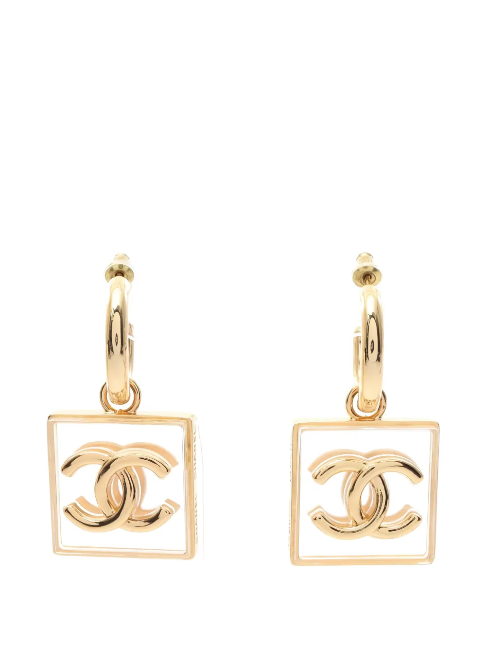 CHANEL Pre-Owned 1986-1988 square coco mark earrings - Oro