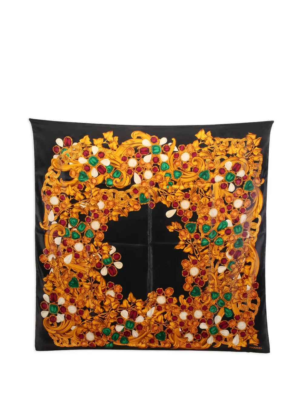 CHANEL Pre-Owned Foulard in seta a fiori 1986-1988 - Nero