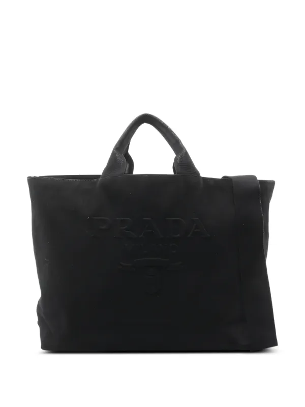 Prada Pre-owned 2010s Large Canvas Tote Bag in Black
