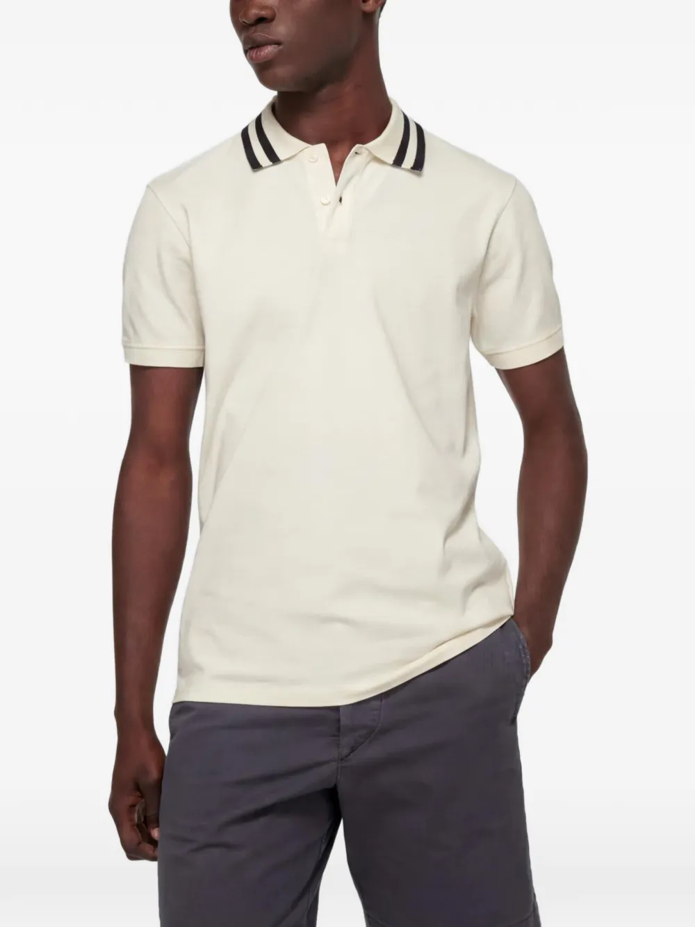 Orlebar Brown Poloshirt met gestreepte kraag Beige